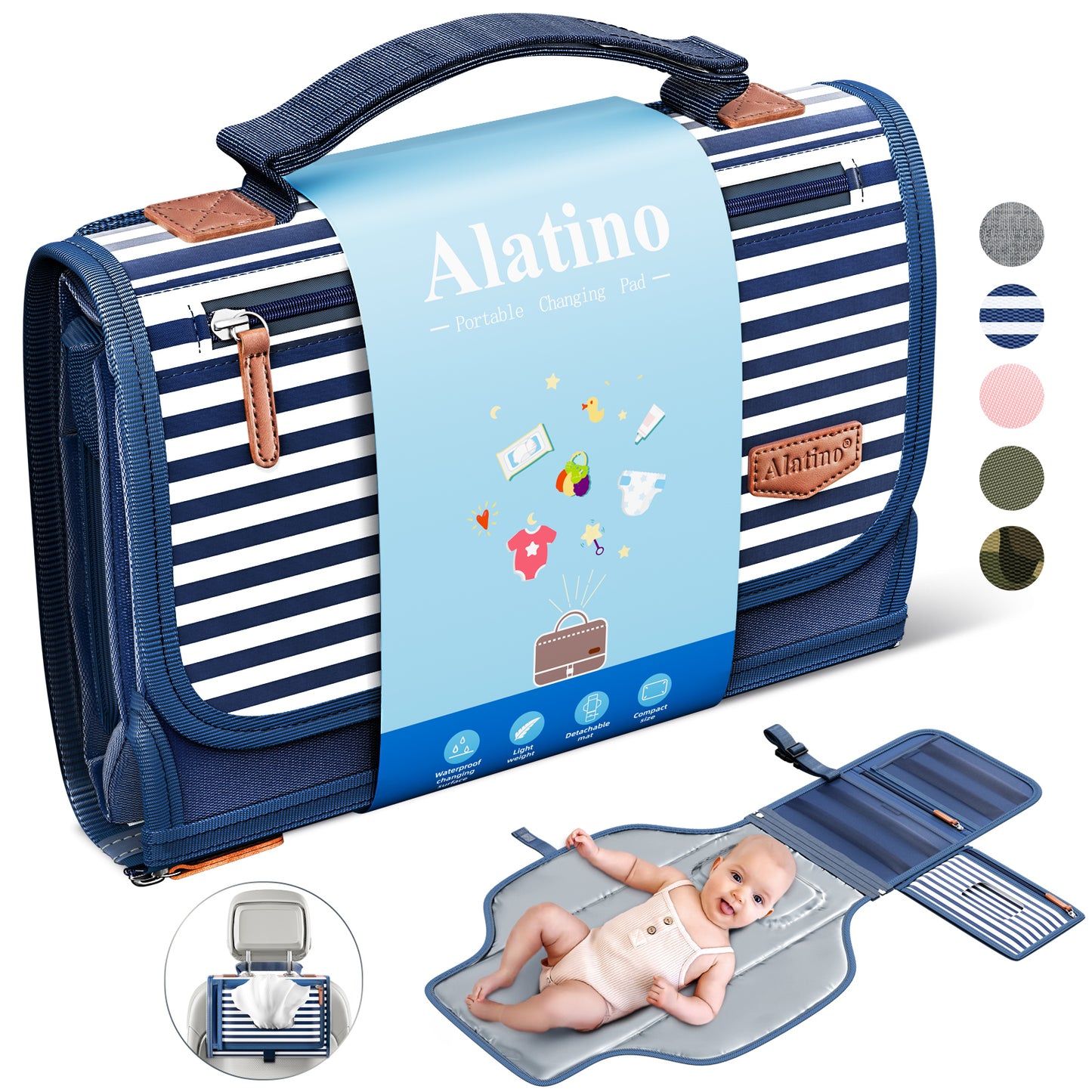 Portable Diaper Changing Pad for Baby(Navy)